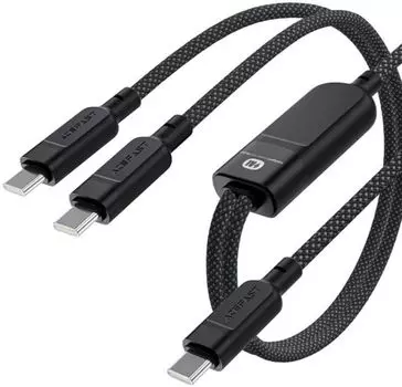 Кабель ACEFAST C5-11 зарядный USB-C 2-in-1 100W USB-C to 2xUSB-C 100W Charging Data Cable. Длина: 0.8м/0,4м. Цвет: черный