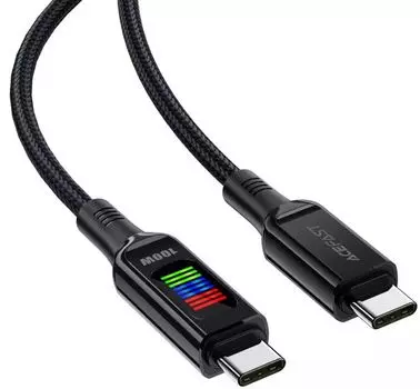 Кабель ACEFAST C7-03 USB-C to USB-C zinc alloy charging data cable with display цвет: черный