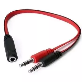 Кабель-адаптер ACD ACD-JJ3D3-2RB mini Jack F 3.5мм - 2x mini Jack M 3.5мм, черный-красный, 0.2м