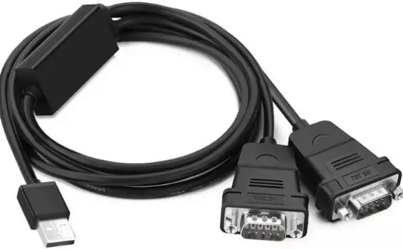 Кабель-адаптер UGREEN US229 30769_ USB-A 2.0 To Dual Serial DB9 RS-232 Male, 1.5м, черный