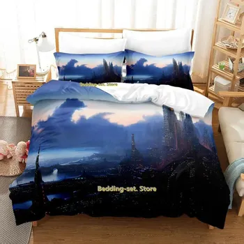 Новый комплект постельного белья Sci Fi City Single Twin Full Queen King Size Bed Set Adult Kid Bedroom Duvetcover Sets Anime Parure de lit Bed EU Single 135x200cm