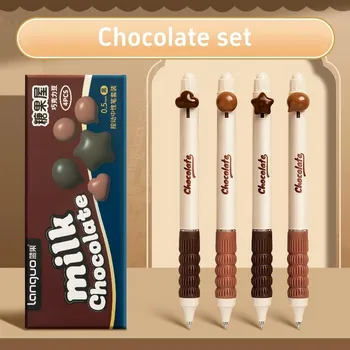 Набор из 4 гелевых ручек Candy Sweet Rainbow Milk Chocolate 0,5 мм шариковая ручка быстросохнущие черные чернила для письма