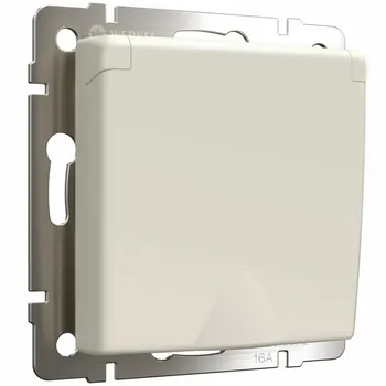 Розетка с заземлением и шторками c крышкой IP44 (айвори матовый) Werkel W1171262 (a059276)