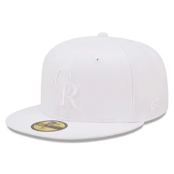 Мужская приталенная шляпа New Era Colorado Rockies White on White 59FIFTY