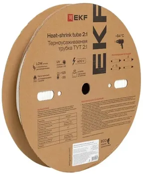 Термоусаживаемая трубка EKF tut-30-w ТУТ нг 30/15 белая рулон