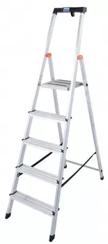 Стремянка алюминиевая Krause Safety 5 ступеней (с полкой) 126337 (128959)