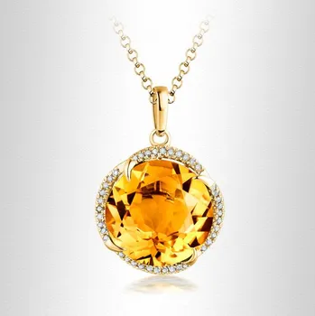 Bella Box новый темперамент желтый циркон круглый кулон наборы ювелирных украшений для свадьбы и помолвки Ring