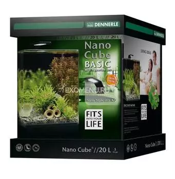 Dennerle NanoCube Basic 20 Style LED M - Нано-аквариум с базовым комлектом для установки и светильником Nano Style LED M, 25x25x30 см, 20 л