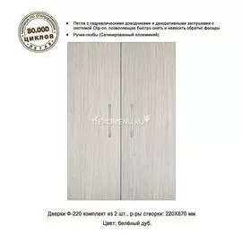 Дверки Ф-220 для подставки РИФ 60/100/ ПАНОРАМА 60/ ДИАРАМА 90/150 (белёный дуб) плита ЛДСП 16 мм, к