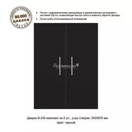 Дверки Ф-240 для подставки РИФ 80/ ПАНОРАМА 80/100/ ДИАРАМА 200 (чёрная шагрень) плита ЛДСП 16 мм, к