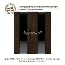 Дверки Ф-290 для подставки РИФ 110/125/200/250/ ПАНОРАМА 120/140/180/240 (венге+ темное стекло) плит