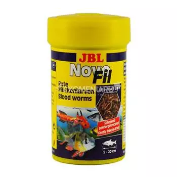 JBL NovoFil - Сушеный мотыль, дополнительный корм для привередливых пресноводных аквариумных рыб и черепах, 100 мл (8 г)