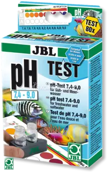 JBL pH 7,4-9,0 Test - Экспресс-тест для контроля значения рН в пресной и морской воде в диапазоне 7,4-9,0 единиц, примерно на 80 измерений