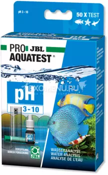 JBL ProAquaTest pH 3.0 -10.0 - Экспресс-тест для контроля значения рН в пресной и морской воде в диапазоне 3-10 единиц, примерно на 80 измерений.