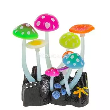 Флуорисцентная аквариумная декорация GLOXY Грибы (тип Н), 11х8х12см