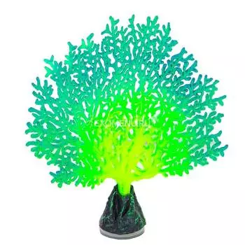 Флуорисцентная аквариумная декорация GLOXY Коралл веерный зеленый, 13,5х3х16см