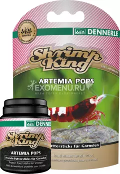 Dennerle Shrimp King ArtemiaPops - Дополнительный корм премиум-класса в форме палочек с артемией и дафнией для креветок, 40 г