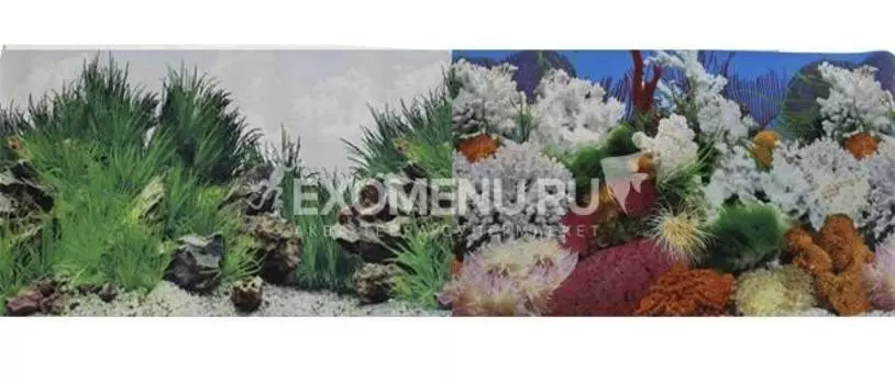 Фон для аквариума двухсторонний Морской пейзаж/Подводный рельеф 50х100см (9029/9030)