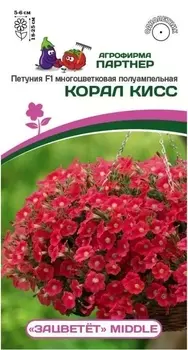 Семена Петуния "Партнер" Middle Корал Кисс F1 многоцветковая полуампельная 5шт