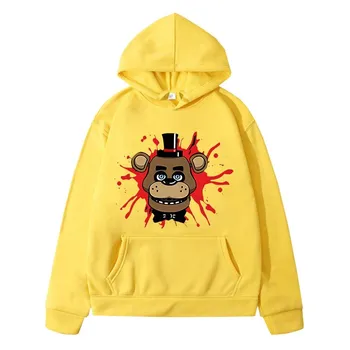 FNAF осенние кавайные толстовки для мальчиков, флисовая толстовка y2k sudadera, пуловер с изображением медведя и кролика, толстовка с капюшоном в стиле аниме, куртка, детская одежда для девочек 130 чёрный