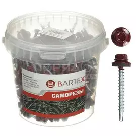 Саморез кровельный, диаметр 4.8х50 мм, 150 шт, красный, банка, Bartex
