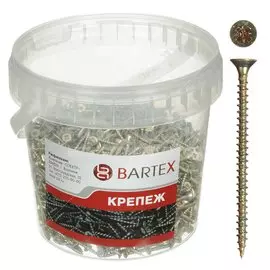 Саморез универсальный, диаметр 4х60 мм, 250 шт, оцинкованный, банка, Bartex