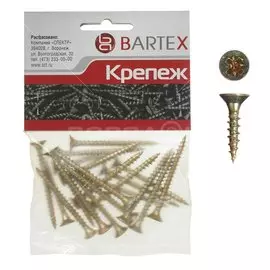 Саморез универсальный, диаметр 4х16 мм, 50 шт, оцинкованный, пакет, Bartex
