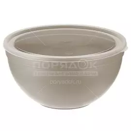 Миска пластик, круглая, 25.5 см, 4 л, с крышкой, Idea, М1304, капучино