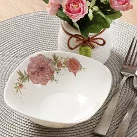 Салатник стеклокерамика, квадратный, 16 см, 0.4 л, Пион, Daniks, FFW-65-130303/291903/NFW65T