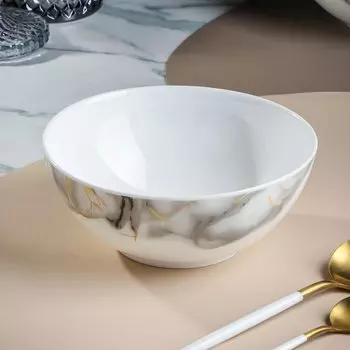 Салатник стеклокерамика, круглый, 18х7.4 см, 0.95 л, Флюид, Daniks, серый