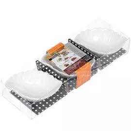 Салатник керамика, овальный, 3 шт, 9.5 см, 9.5х7х3 см, подарочная упаковка, Листики, Y4-3223