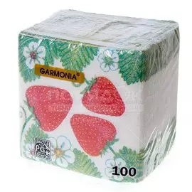 Салфетки бумажные Гармония Цвета, Клубника, 100 шт