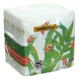Салфетки бумажные Гармония Цвета, Божья коровка, 100 шт, 24х24 см