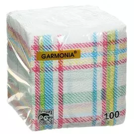 Салфетки бумажные Гармония Цвета, Клетка, 100 шт, 24х24 см