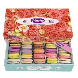 Салфетки бумажные Plushe Macaron, 100 шт, 2 слоя, белые, 17937 - 1