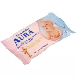 Салфетки влажные Aura, Ultra Comfort, детские, 15 шт, 3227