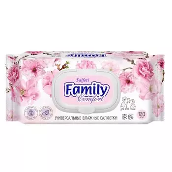 Салфетки влажные Salfeti, Comfort, 120 шт, для всей семьи, с пластиковым клапаном, 72758
