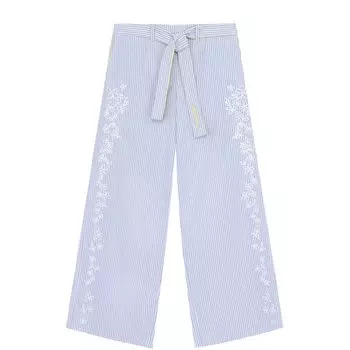 Расклешенные брюки с вышивкой и поясом Armani Junior