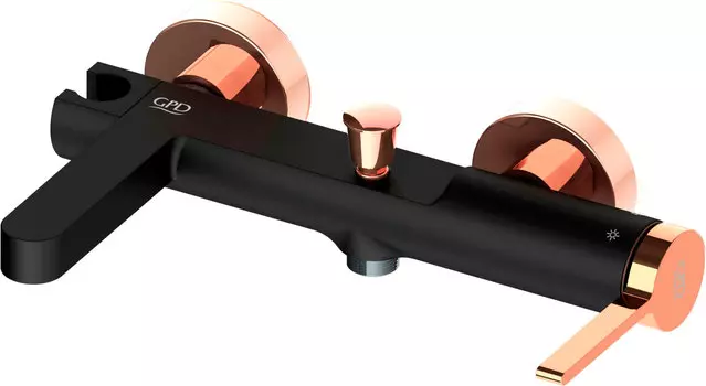 Смеситель для ванны GPD Gildo черный, розовое золото