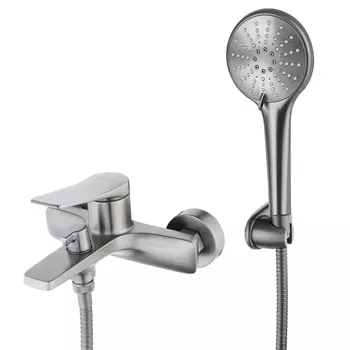 Смеситель Lemark Bronx LM3714GM для ванны с коротким изливом, дивертор с кер. пласт., с аксессуарами