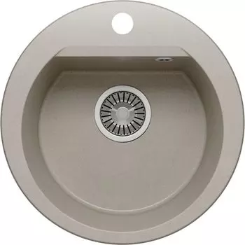 Мойка POLYGRAN, гранит-мрамор, ATOL-460, (d=460*200 мм), серый, сифон и сливная арматура