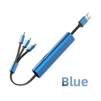 HdooLink 3 в 1 USB-кабель для зарядки 2,4 А Кабель для быстрой зарядки Кабель USB-Micro USB/Type-C/Lightning Выдвижной кабель для зарядного устройства чёрный