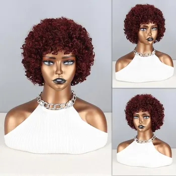 MERISIHAIR рыжий оранжевый афро женский короткий курчавый вьющийся парик из синтетического волокна натуральный вьющийся парик для косплея повседневная одежда 25cm