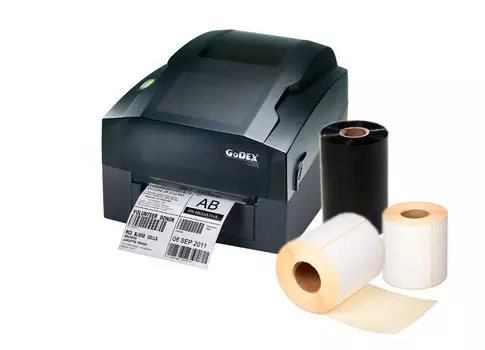 Комплект для маркировки OZON: GE300 U + 75х120 полуглянец + красящая лента TS WAX ЕСО 74 м x110 мм