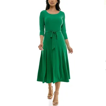 Женское платье миди Nina Leonard Sylvia с поясом, цвет Bright Green