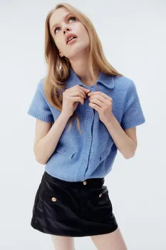Кардиган с короткими рукавами H&M, синий