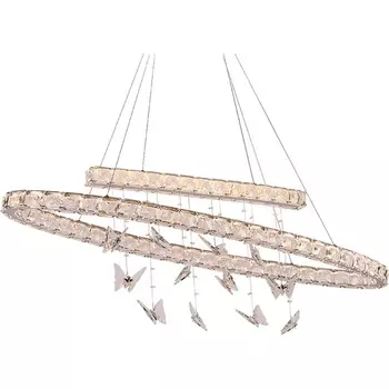 Подвесной хрустальный светильник светодиодный с бабочками Newport 8120 8120/120 oval chrome