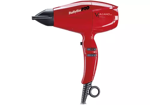BaByliss Pro Vulcano V3 Red - Фен красный, 2200Вт, ионизация, 2 насадки