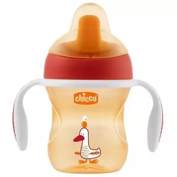 Chicco Training Cup - Чашка-поильник (полужесткий носик) красная 6мес+ 200 мл