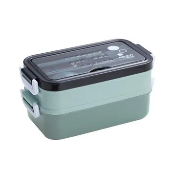 Ланч-бокс Bento Box для студентов, офисных работников, двухслойный микроволновый нагрев, контейнер для обеда, контейнер для хранения еды розовый